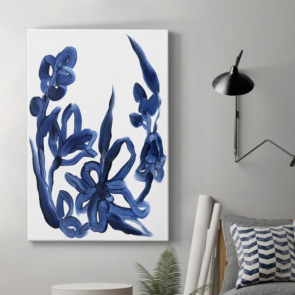 Orren Ellis Indigo Brush Blooms II Peinture Sur Toile Tendue